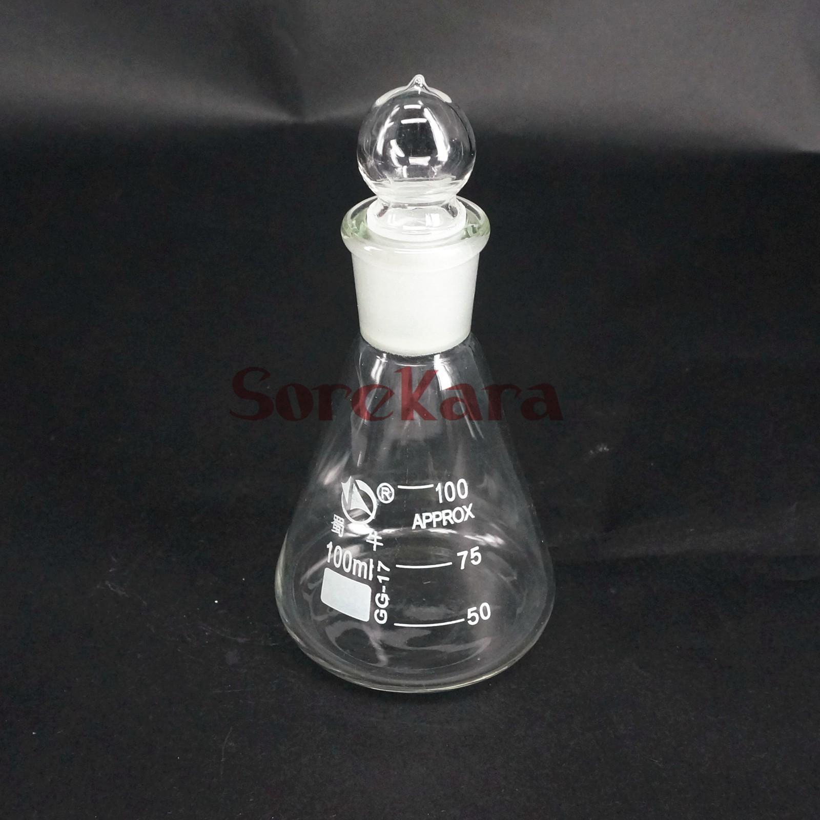 100ml Borosilicate Glass Conical Erlenmeyer Flask with Stopper For Chemistry Laboratory