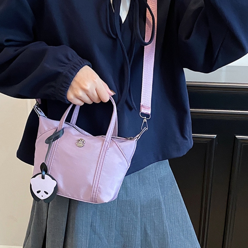 Shoulder Bag Nylon Purse Clutches Shoulder Toted Handbag with Zipper Closure Women Crossbody Bag with Removable Strap