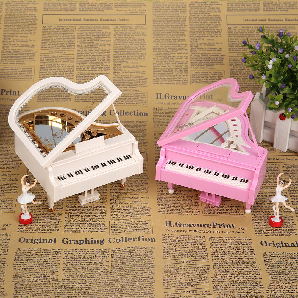 Caja de música romántica con forma de Piano para decoración del hogar, cajas musicales con mecanismo de relojería, bailarina, de cumpleaños y boda