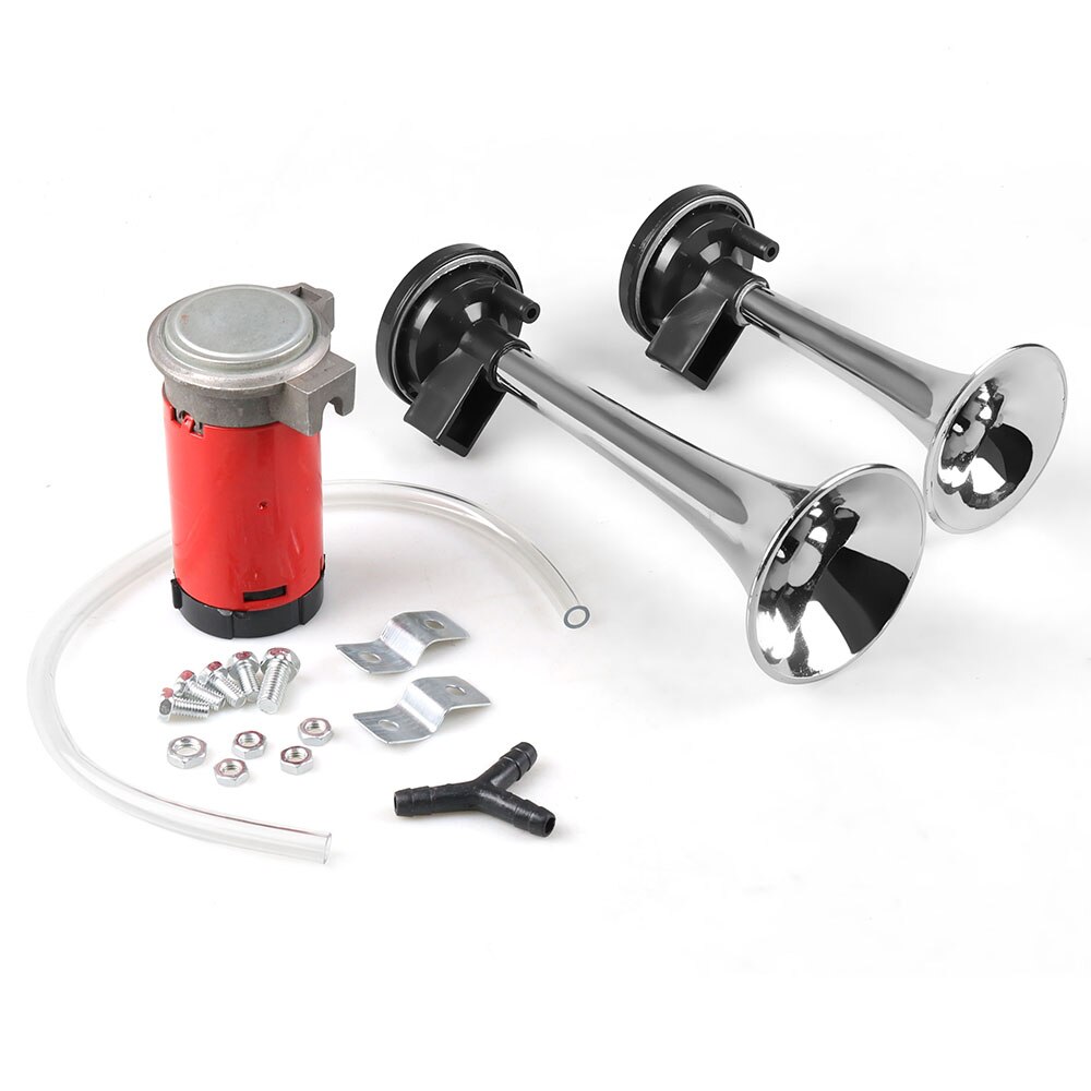 115dB Super Loud 12V Dual Trumpet Air Horn Compressor Car Lorry Boat Motorcycle