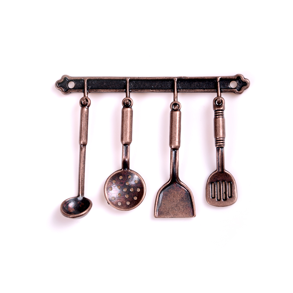 5 Stk/set 1:12 Poppenhuis Miniatuur Metalen Keukengerei Brons Poppenhuis Model Cook Set Klassieke Keuken Levert Onderdelen Speelgoed Hobby: Broze