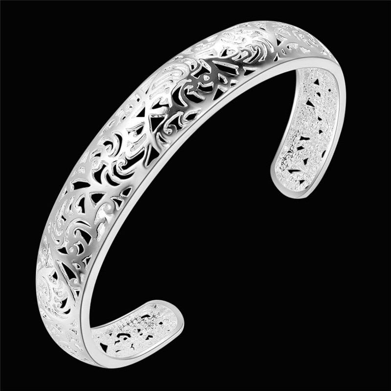 Vintage Geometric Bangle Bracelet Silver Open Bangles Adjustable Bracelets for Women Jewelry Best Friend Pulseira