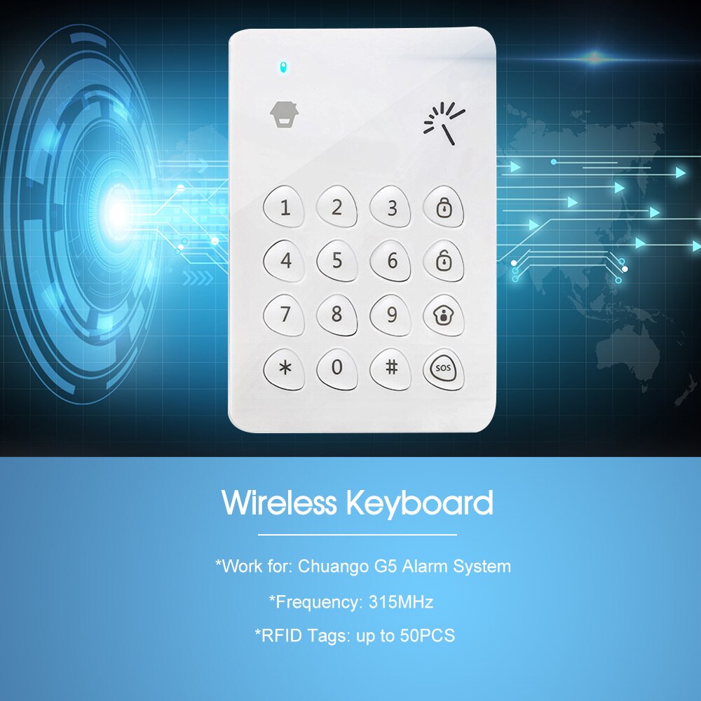 315 mhz trådløs auto-dial gsm alarm sikkerhedssystem kit app fjernbetjening lcd/rfid touch tastatur sikkerhedsalarm system eu: N