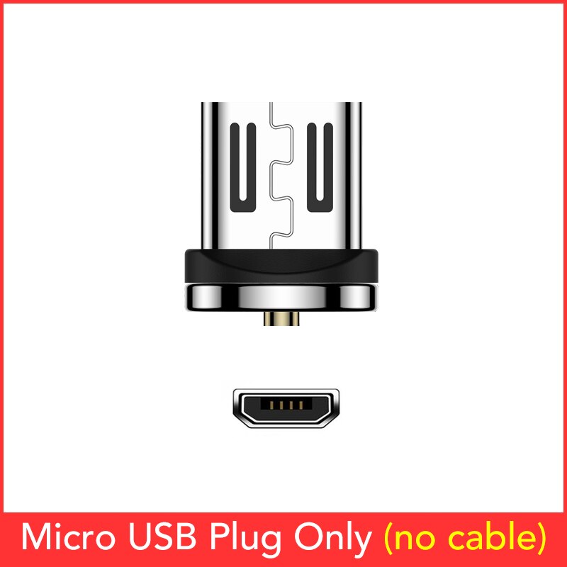 WJOY-Cable magnético de carga rápida, Cable USB tipo C, cargador magnético, Cable Micro USB, Cable de teléfono móvil, USB, rotación 360: MicroUSB Plug Only / Plug Only