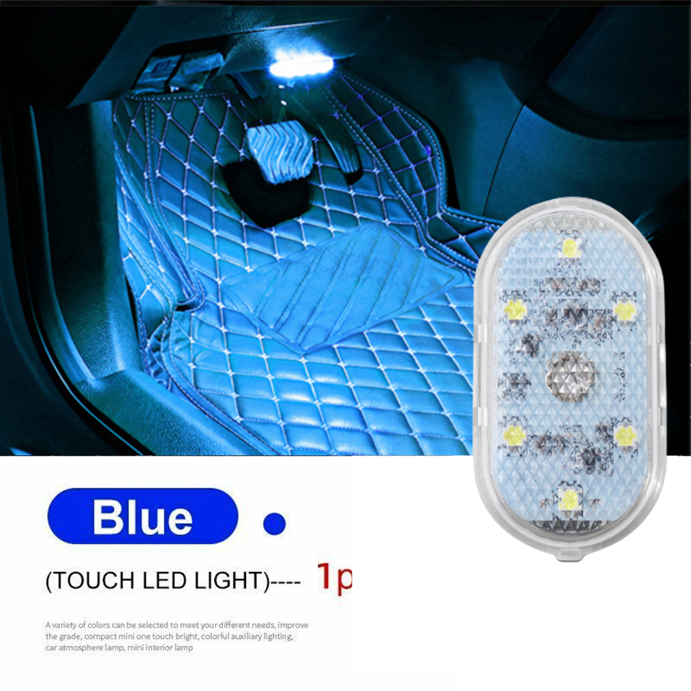 Luz táctil magnética, imanes de techo de mano para coche, lámpara de techo, iluminación interior para coche, luz de lectura nocturna, lámpara de lectura, luces interiores de coche: Azul