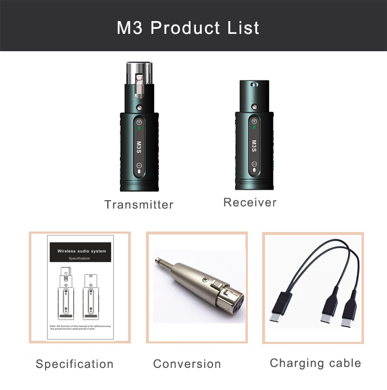 Wireless Microphone System 2.4GHz Wireless XLR Transmitter and Receiver for Dynamic Microphone, Audio Mixer, PA System: Default Title