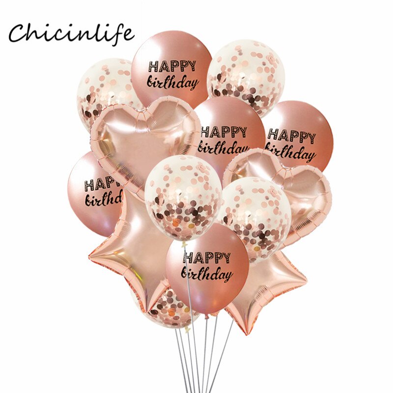 Chicinlife Rose gold Happy Birthday Latex Balloons Baby Shower Party Balloons Birthday party Decoration Birthday Balloon: E