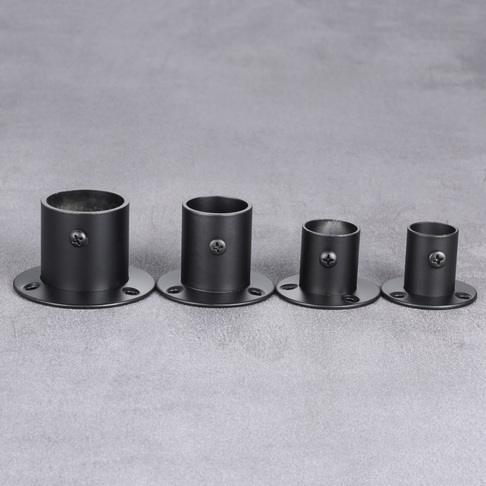 DRELD 2Pcs Black Wardrobe Hanging Rail Rod Pole Socket End Support Bracket Stainless Steel Flange Holder for 19/22/25/32mm Da