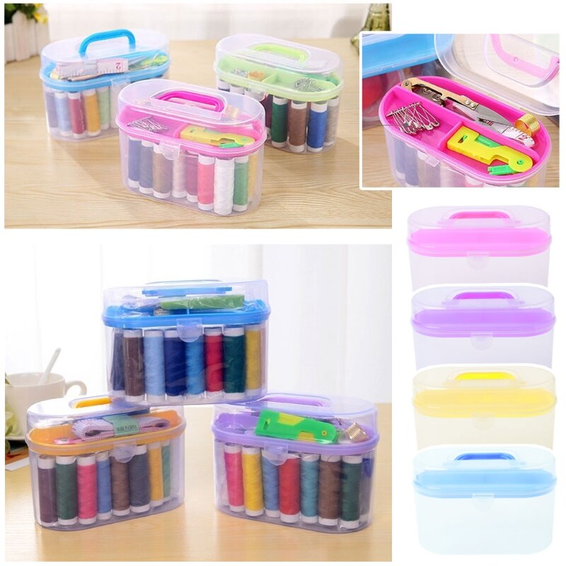 Sewing Kit Tool Storage Box Needle Thread Scissor Organizer Medicine Container Sewing Storage Holder Home Storage Box