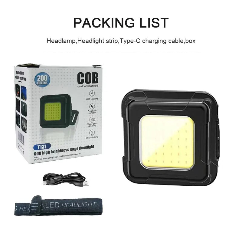 Kraftige cob led-forlygter mini edc nøglering pandelampe genopladelig vandtæt udendørs camping fiskeri bærbar arbejdslommelygte: Default Title