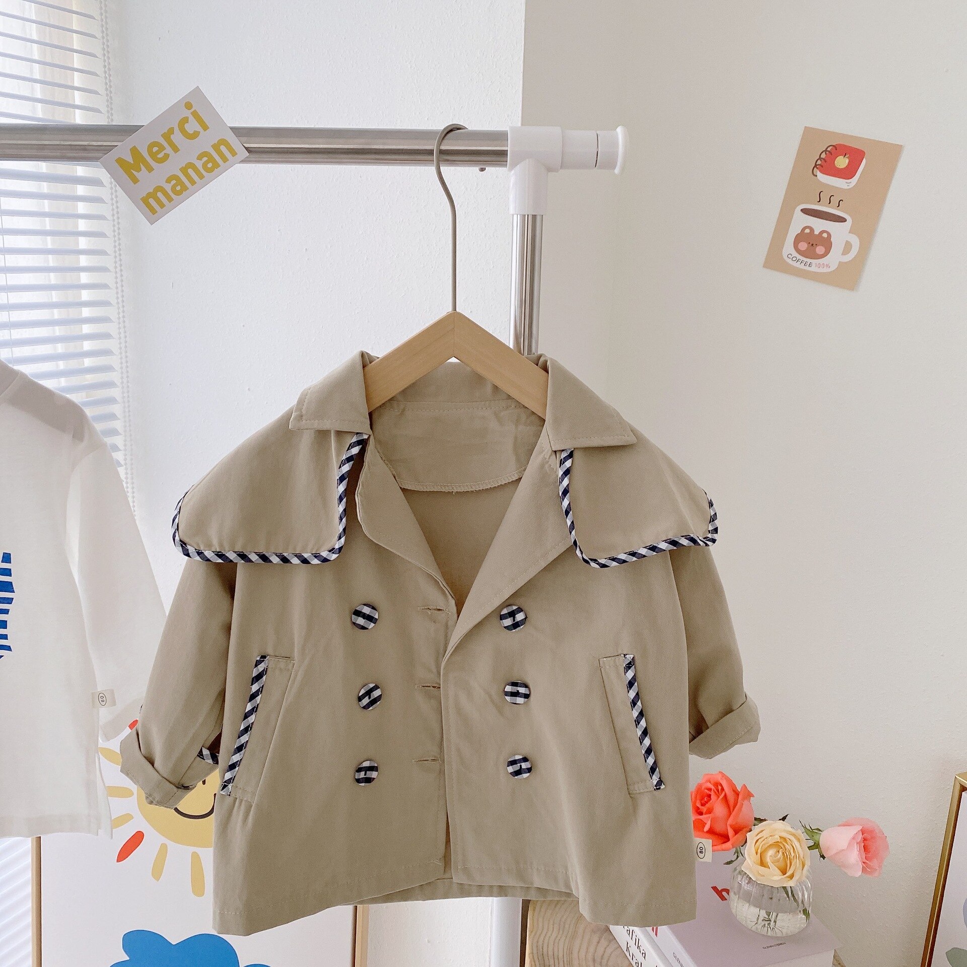 Giacche trench casual allentate per ragazzi e ragazze in stile coreano unisex 1-6Y: 4T