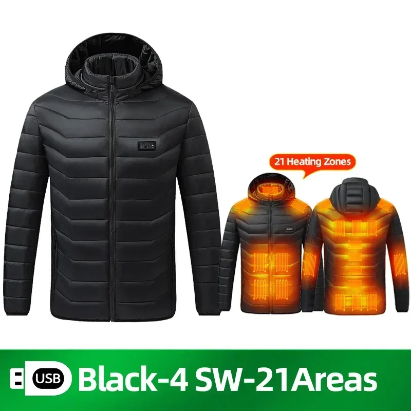 21 Areas Heated Jacket Men Women USB Electric Heated Clothes Camping Warming Self Heating Vest Hiking thermal hunting Coat: XL / Blue