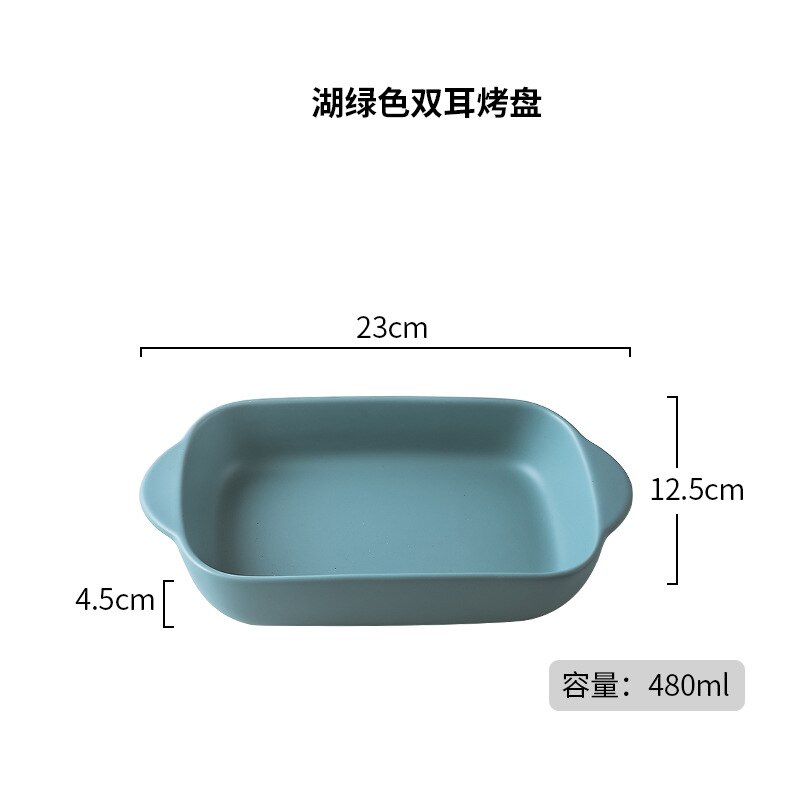 Ceramic Bakeware Set,Rectangular Baking Dish Lasagna Pans for Cooking,Kitchen,Cake Dinner,Banquet and Daily Use,of Baking Pans: Light Green
