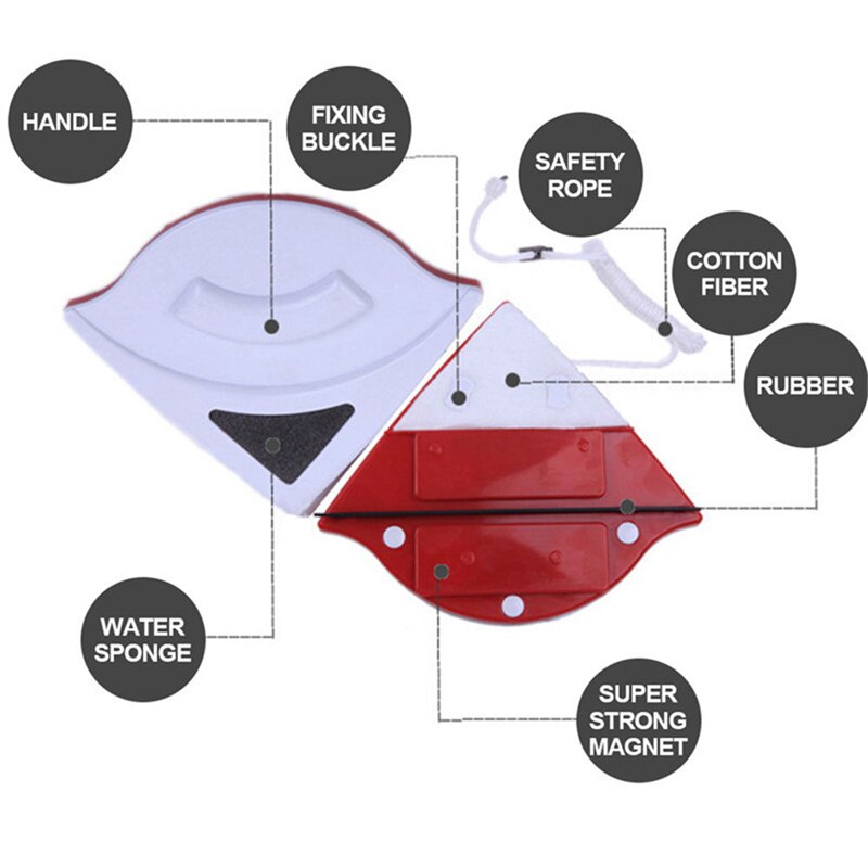 Magnetic Window Cleaner Double Side Magnetic Brush for Washing Windows Glass Cleaning Brush Cleans Magnetic Crystals Window Wash