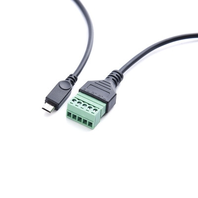 Micro USB 5 Pin 2.0 Male to 5 Pin Screw with Shield Solderless Terminal Plug Adapter Connector Cable Lead