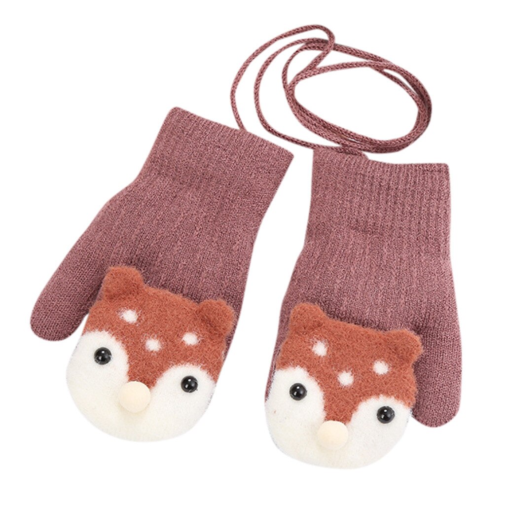 Winter Handschoenen Vos Kinderen Kids Jongens Meisjes Winter Leuke Cartoon Dier Warme Gebreide Handschoenen Winddicht Guantes Для Новорожденных