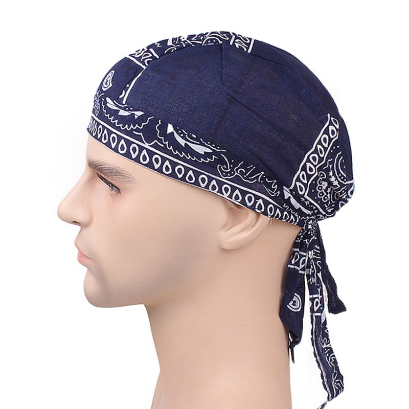 Cycling Bandana Skull Cap Beanie Lightweight Adjustable Cotton Biker Hat Hood Headscarf