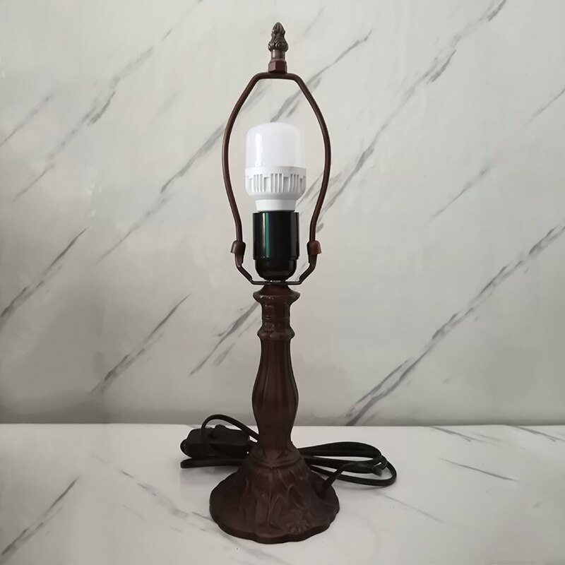 Woerfu 20cm tiffany bordlampe legering base rose lampeskærm soveværelse sengelampe retro bordlamper