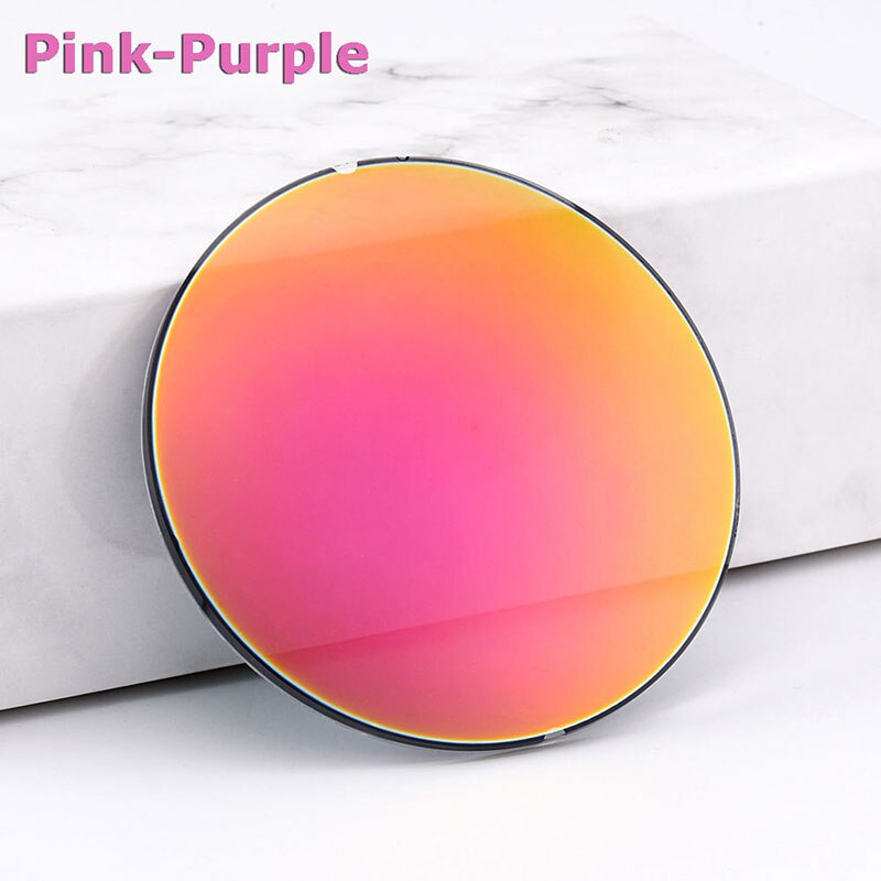 1.61 single vision spejl farverige briller linser sph  -9.00 ~ 0 cyl optiske solbriller linsediameter 75mm: Lyserød lilla