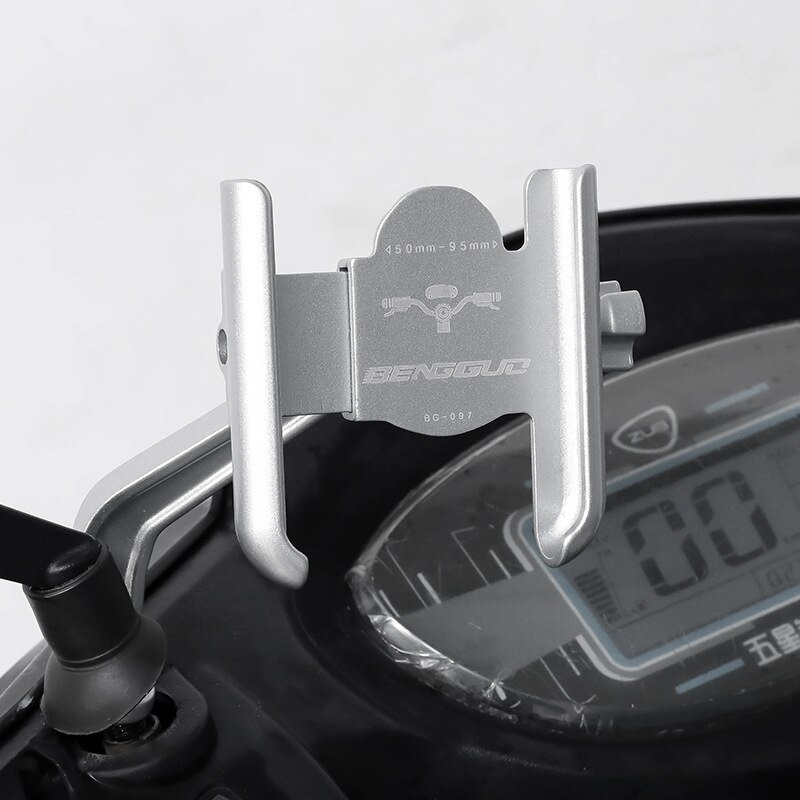 Soporte Teléfono Bicicleta - Soporte Navegación Antichoque Moto Eléctrica - Equipo Conducción Aleación Aluminio: 098-  de plata