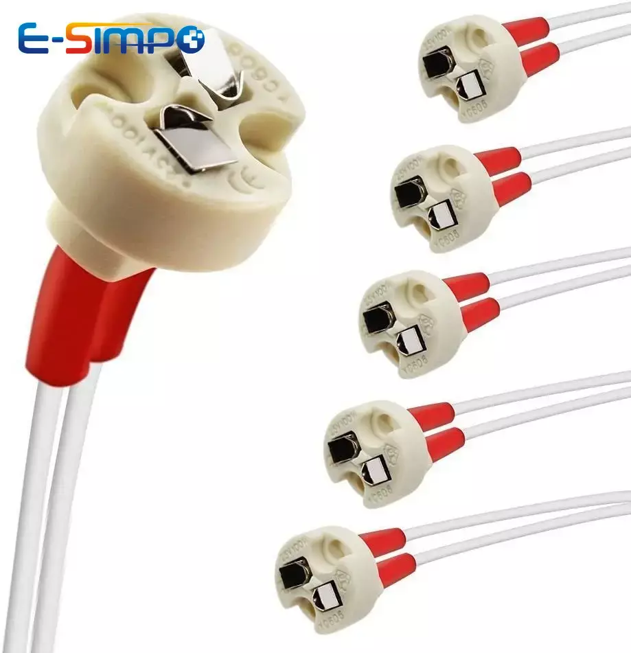 Base bi-pin G4 G6.35 GY6.35 GX5.3 MR16 GZ4 MR11 GU5.3 G5.3 M10 0.75mm, douille Led à incandescence halogène, support de lampe en céramique, 5 pièces