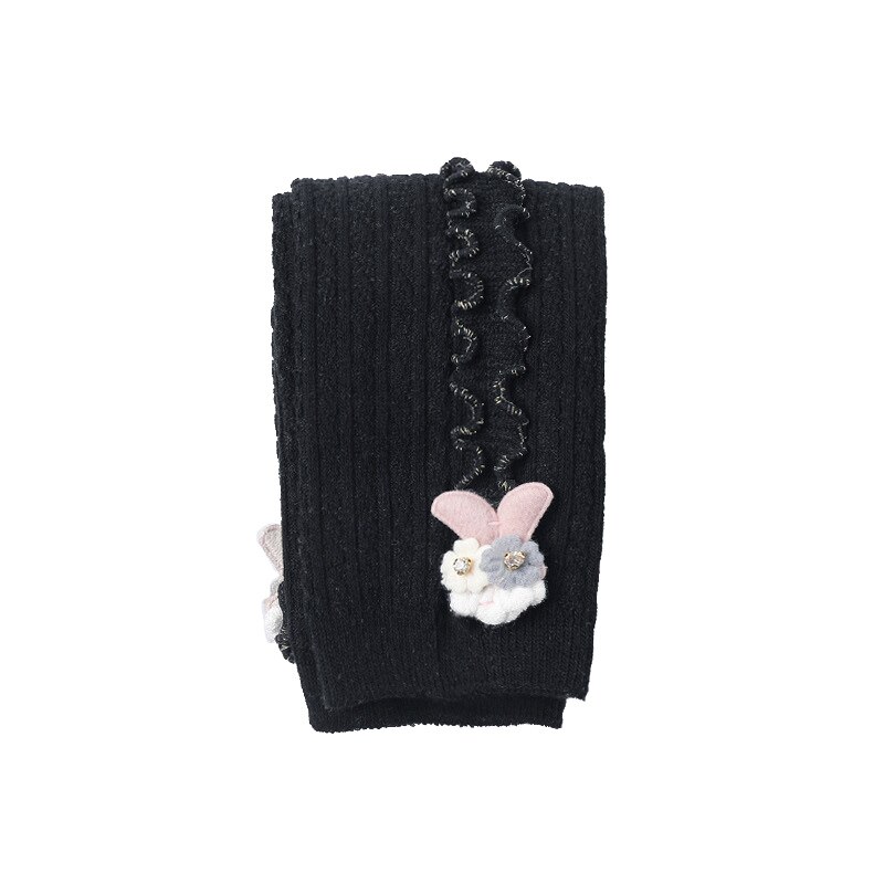 Frühling Neue Baby Mädchen Strumpfhosen SchöNe Ohr Mädchen Strumpfhosen Weicher Baumwolle Gestrickte Blume Kleinkind Baby Strümpfe Für Baby Mädchen: Schwarz