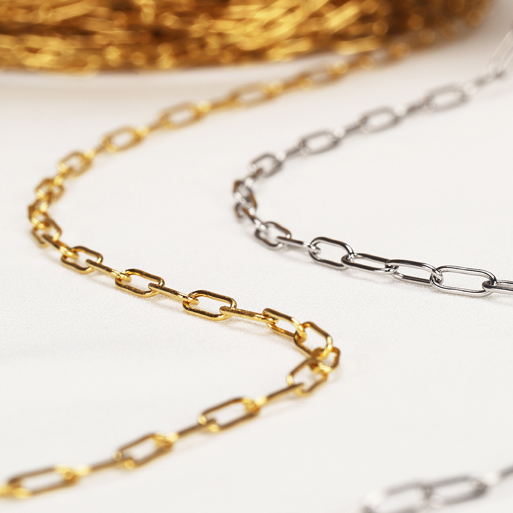 Cadenas de acero inoxidable de 2 metros para la fabricación de joyas, collar DIY, pulsera, Gargantilla, accesorios, cadena ovalada de enlace cerrado, Color dorado