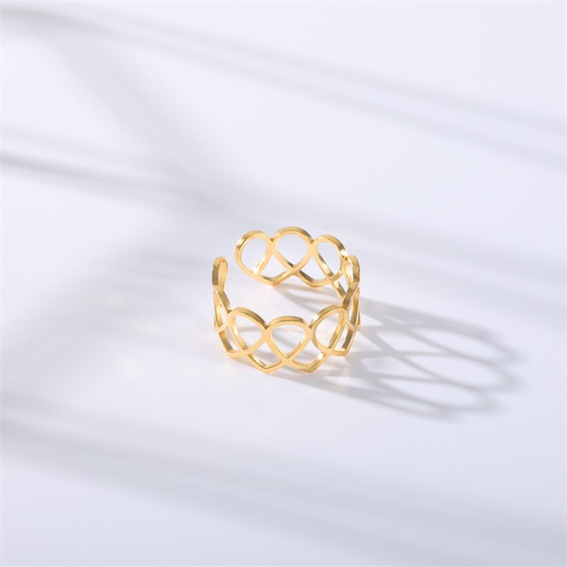 Hochzeit Schmuck Einfache Edelstahl Herz Ring Rose Gold Einstellbare Knöchel Bague Homme Braut