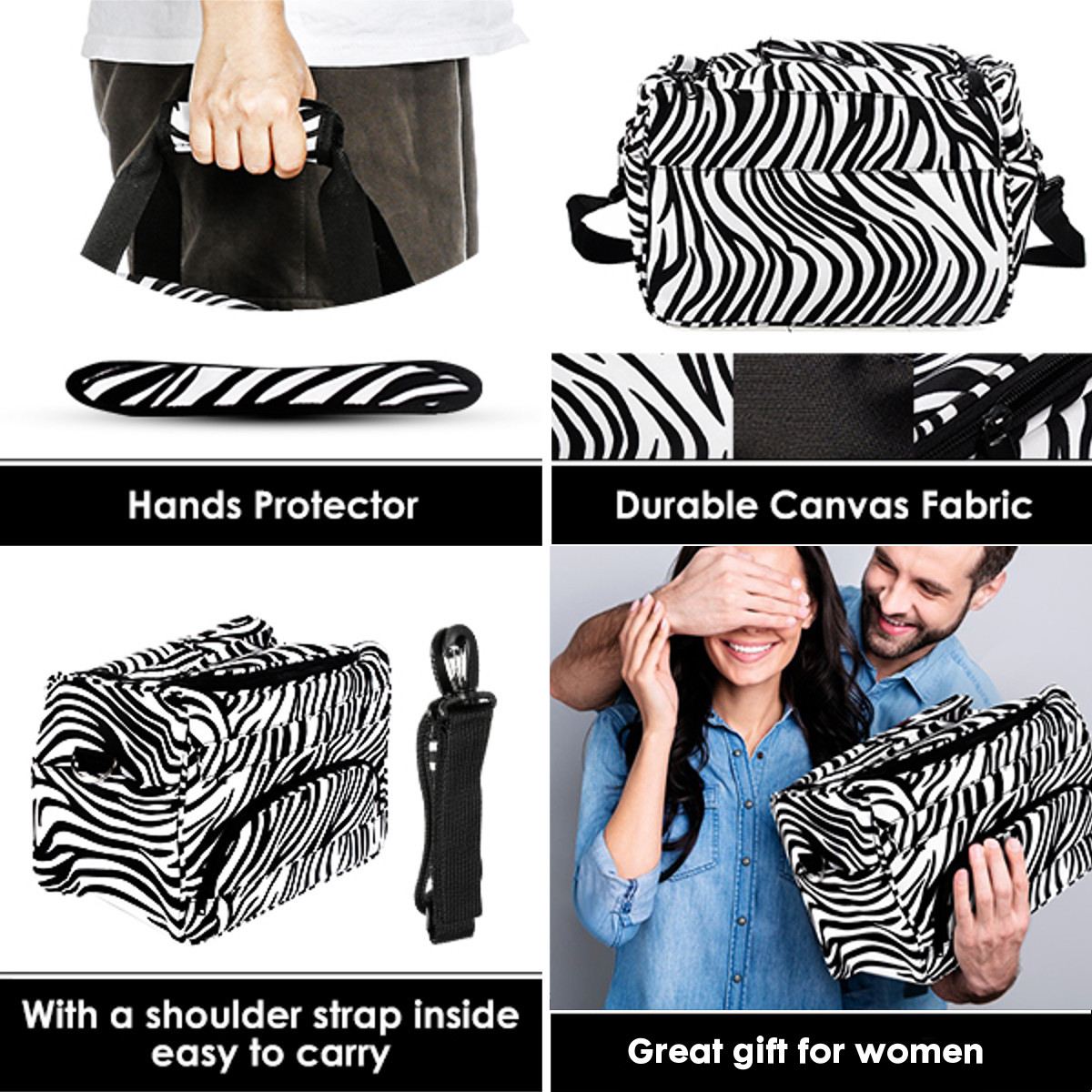 Saks frisør zebra bæretaske stor kapacitet hår styling værktøj opbevaring organizer håndtaske skuldertaske