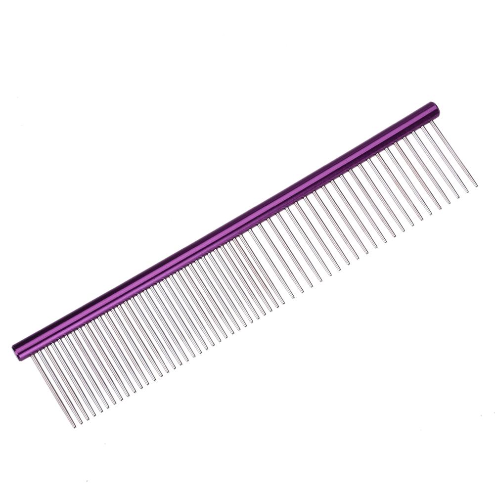 Pet Dog Puppy Cat Anti-Statische Kammen Borstels Rij Huisdier Kitten Langharige Hond Kam Borstel Grooming Tool accessoires: Paars