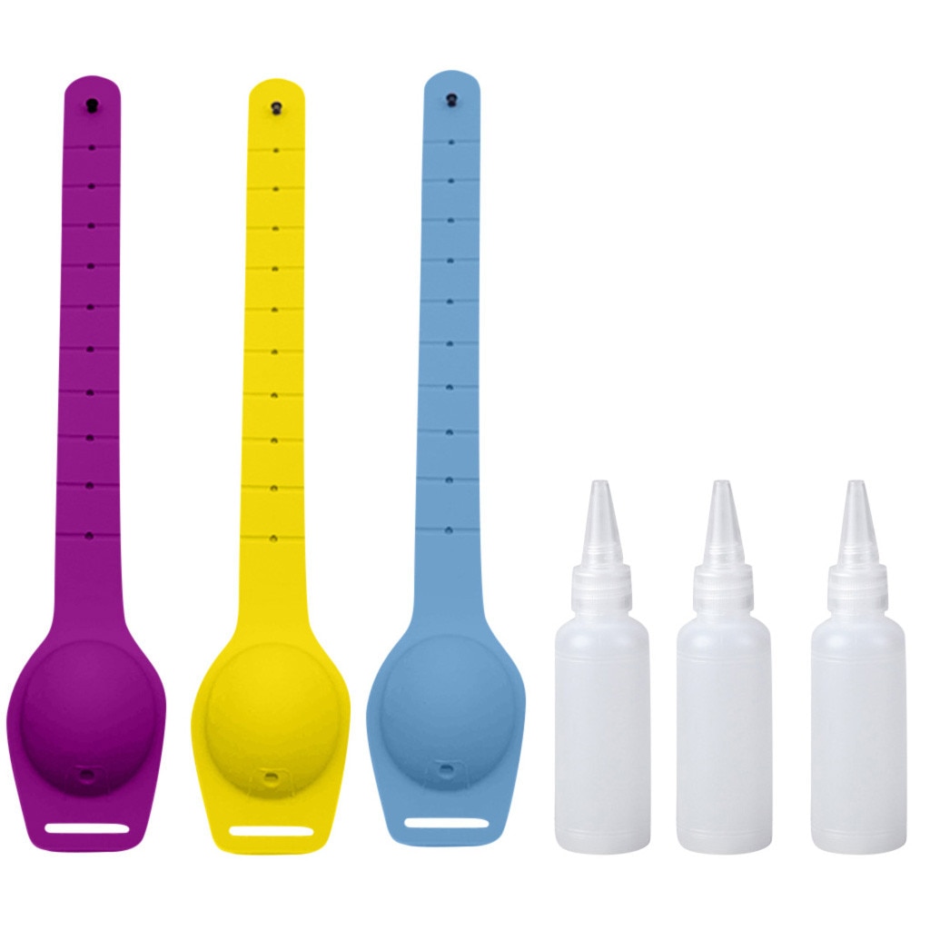 3PCS Portable Hand Sanitizer Bracelet Wristband Hand Dispenser 10ML Handwash Gel With Sanitizing Wristband P902: C