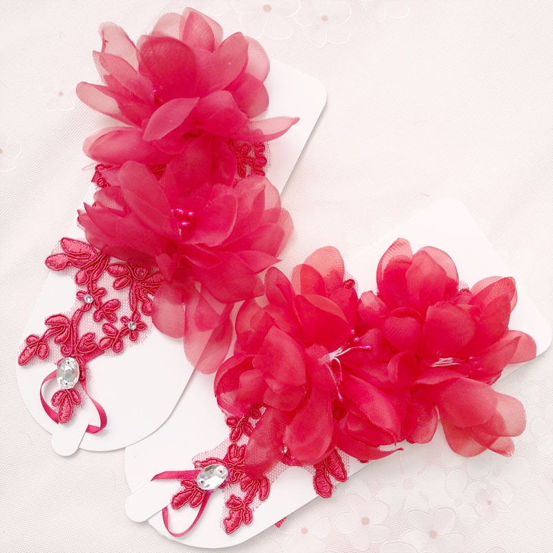 Gants de mariage en dentelle perlée pour les filles de fleurs rouge ivoire sans doigts gants de robe d'enfant pour la Performance de fête d'anniversaire enfants gants