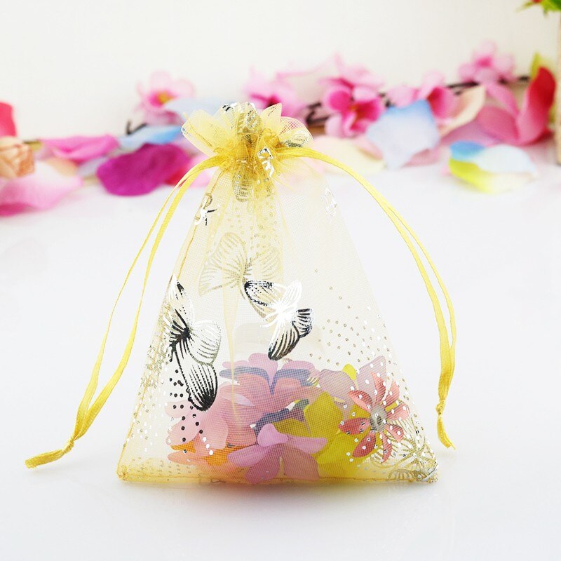 500pcs/lot 11x16cm Butterfly Organza Bags For Christmas Year Wedding Decoration Candy Package Pouches