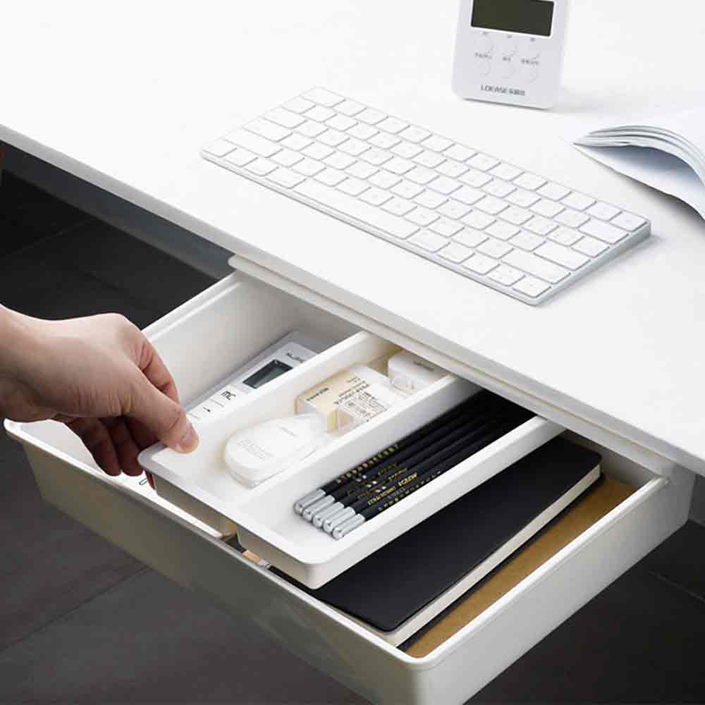 Portable Desk Organizer ABS Hidden Drawer Suitable For Desks Kitchen Cabinets Can Store Groceries Such As Tableware Keychain Etc