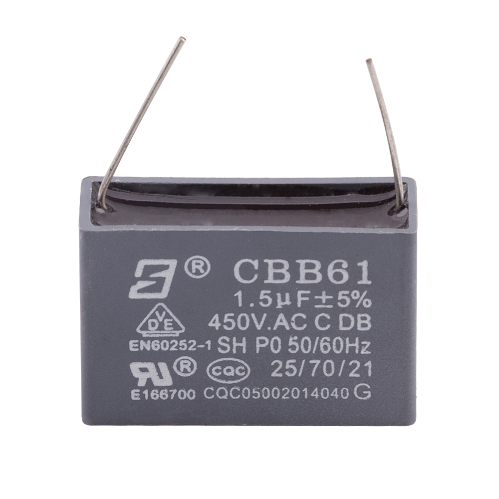 HeyNana CBB61 Condensator Voor Plafondventilator – 1,5 µF + 2,5 µF, 3 Draden, 450 V AC, Zwart