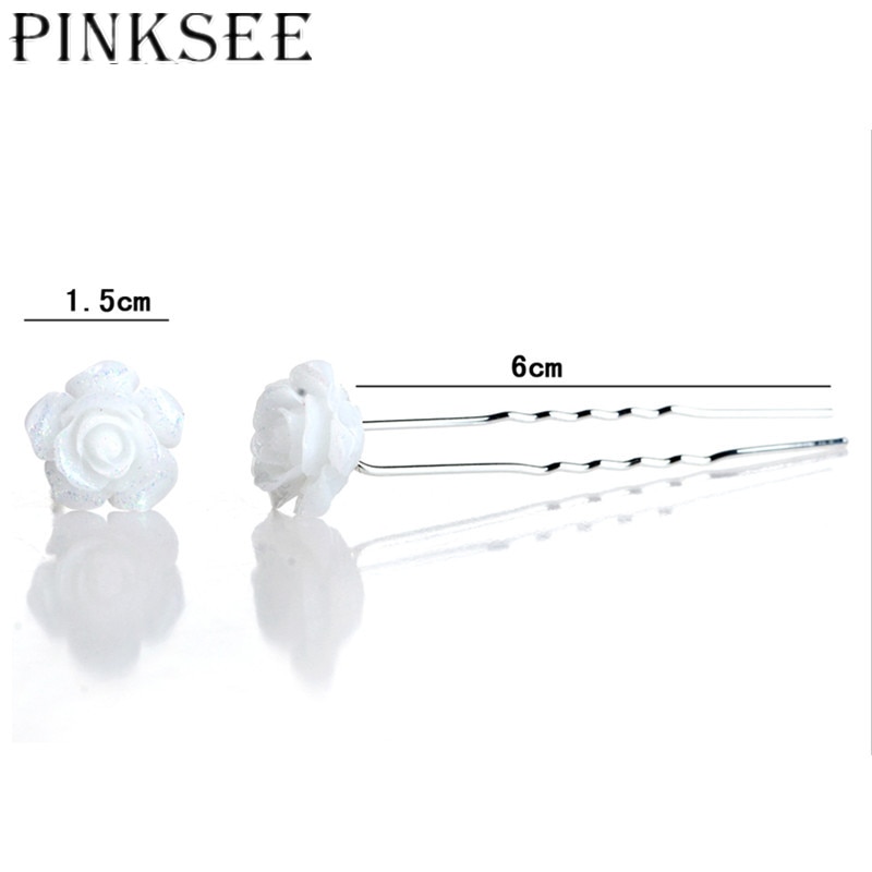 PINKSEE 20 STKS Bruiloft Haaraccessoires Witte Bloem Haarspelden Haar Clip Voor Vrouwen Hoofddeksels Ornamenten