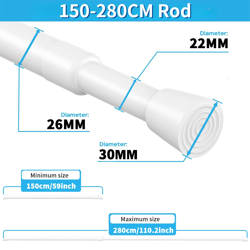 Tiges de Tension à Ressort Extensibles, Réglables, 40 à 280cm, , Sans Proposition, pour Portes et Fenêtres: MULTI