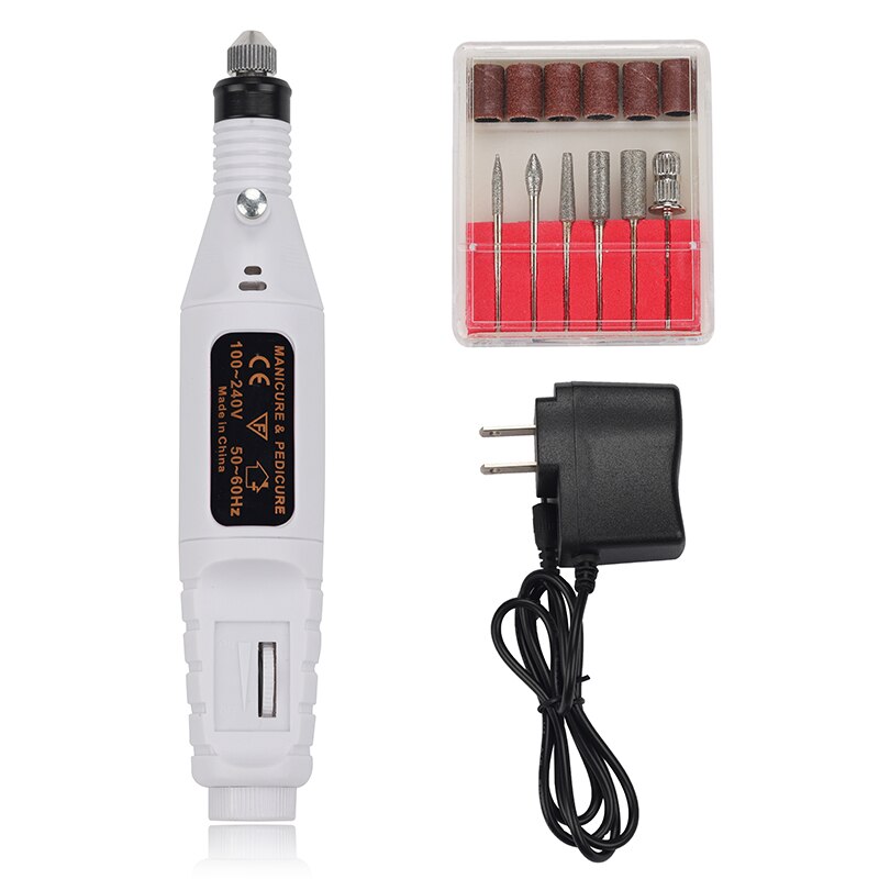 Xzmuv Professionele Elektrische Mode Nail Boor Machine Manicure Machine Pedicure Drill Set File Nail Boor Apparatuur Gereedschappen: white / VS