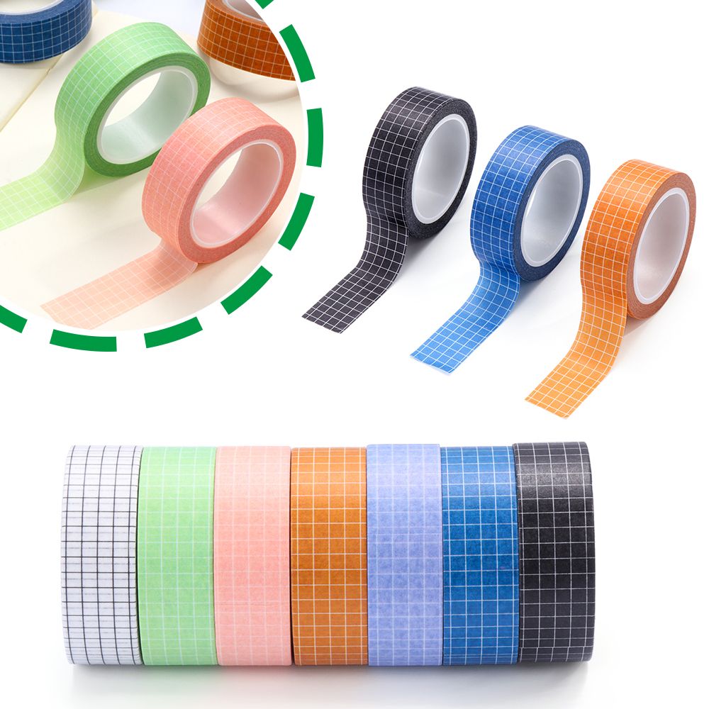10M Grid Adhesive Tape Set Stationery Sticker Tape Journaling Supplies DIY Scrapbook Craft Tape Organizer