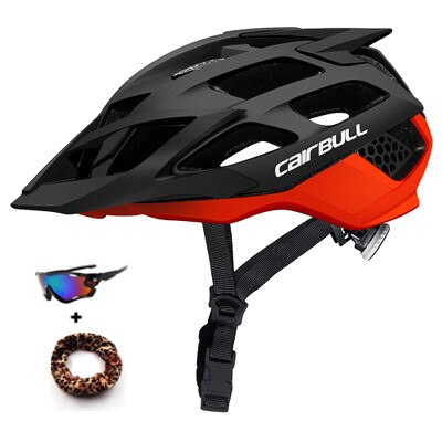 CAIRBULL – casque de vélo ultraléger pour hommes et femmes, dispositif de sécurité pour la descente, le vtt et la route, moulé: Black red / 52-57 CM