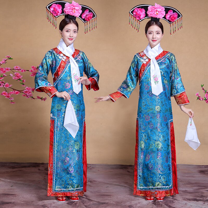 Chinese Ancient Traditional Infanta Dramaturgic Costume Qing Dynasty Robe Dress costume ball Costume