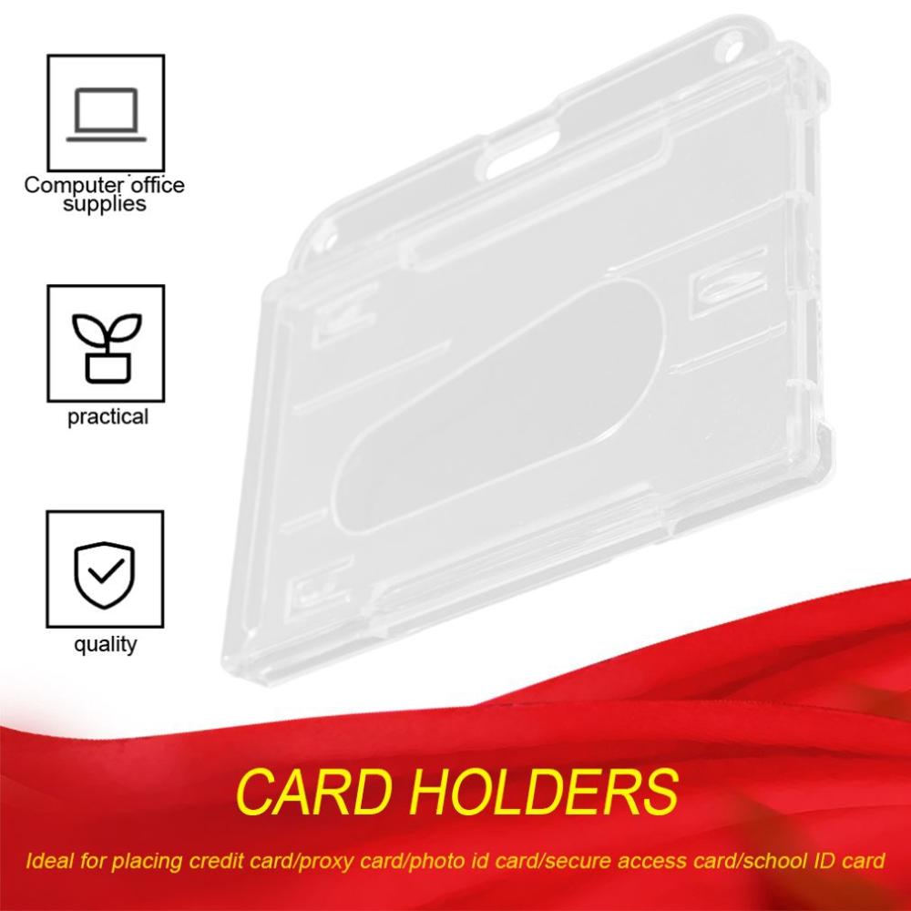Tarjetero de doble cara de plástico duro, 1 Uds., transparente, Horizontal, para tarjeta de identificación, cubierta de tarjeta de fácil acceso, muesca de pulgar