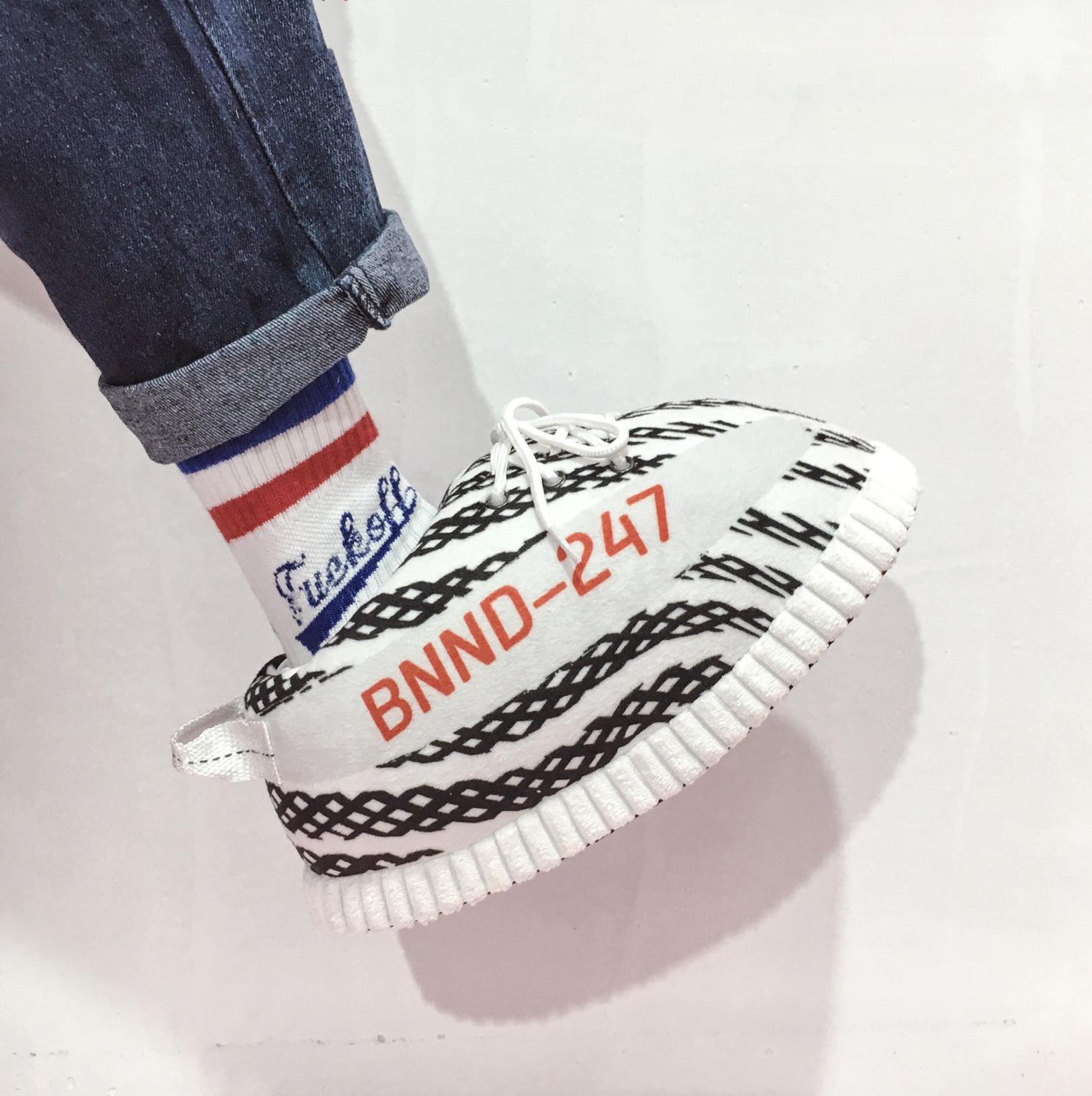 Suihyung kvinder indendørs sko bomuld sneakers hjemmesko sjove stribede brød sko mænd vinter blød varm hjemme gulv cut fede sko