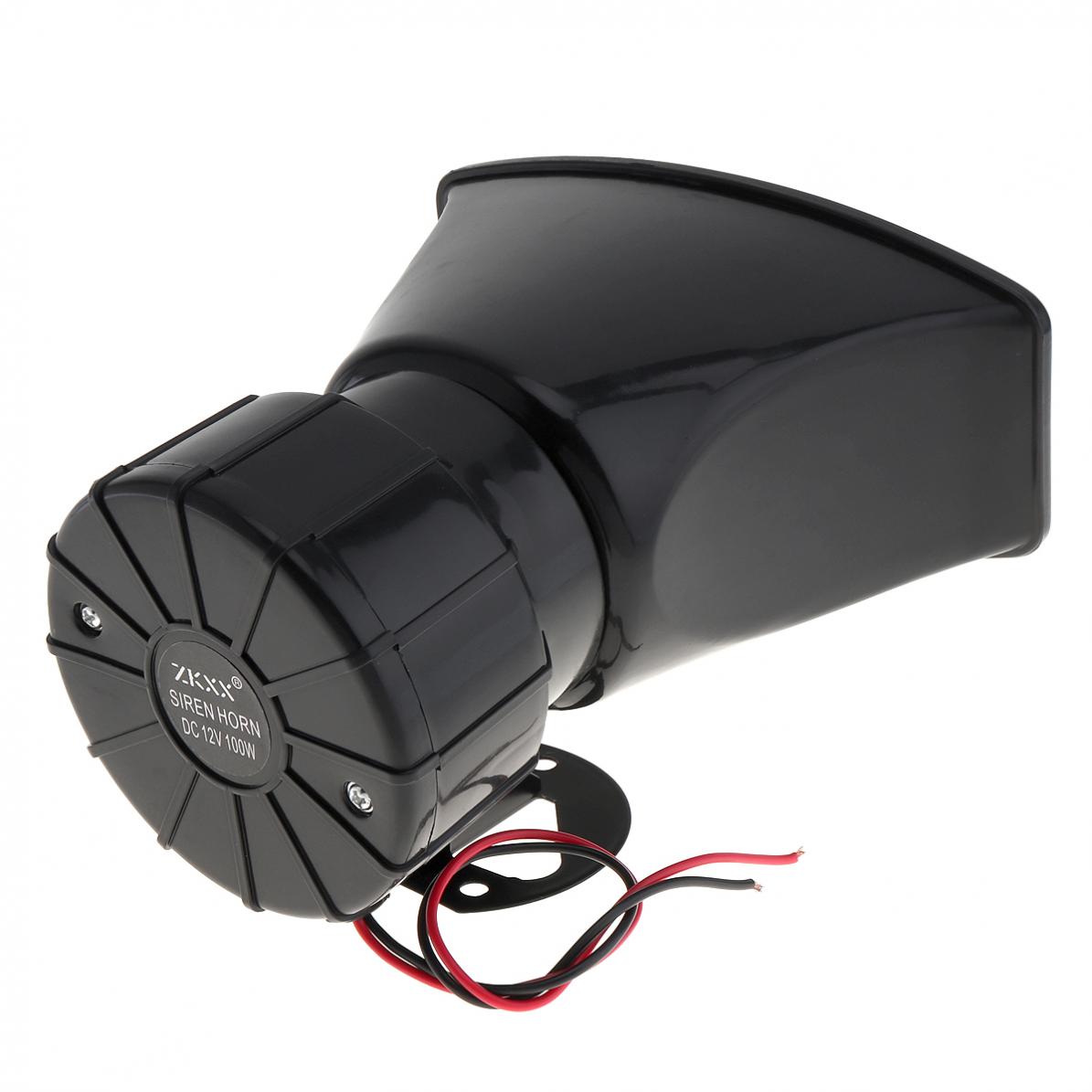 Bocina de sirena de emergencia con control remoto inalámbrico, altavoz con 7 sonidos de advertencia de coche DC12V, 100W, negro