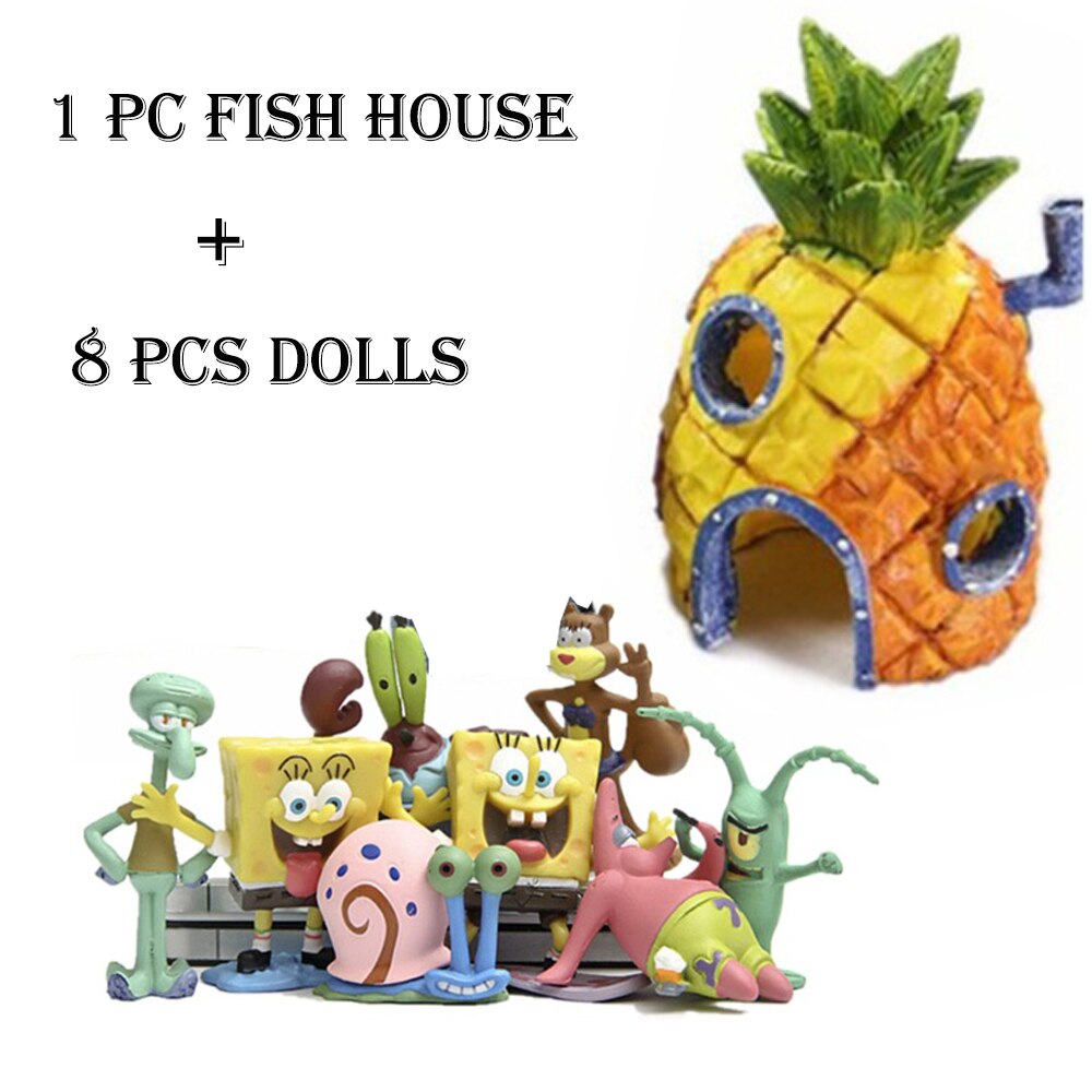 Akwarium ozdoby akwariowe zestaw świecące kamienie kamienie drzewo człowiek ananas dom dla akwarium wystrój akwarium akcesoria: 9PCS3