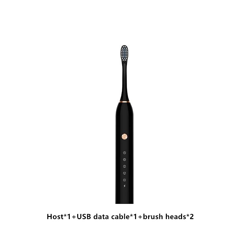 Cepillo de dientes eléctrico Sonic, temporizador para adultos, cepillo automático, Cargador USB, recargable, cepillos de dientes, juego de cabezales de repuesto lavables: YS002-black
