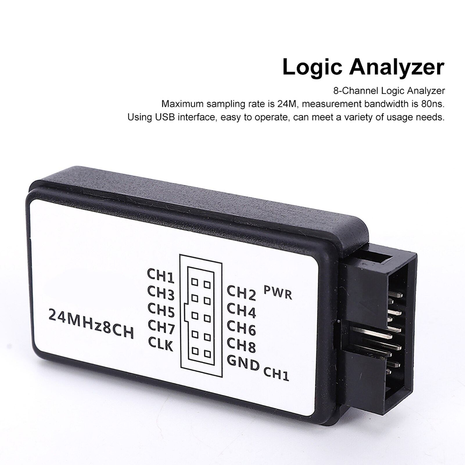 Analizador lógico USB LA1002, dispositivo portátil con Cables para electrónica automotriz, 5MHz, 24M, 8 canales