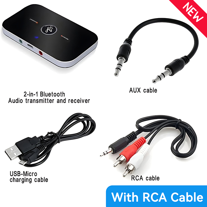 Verbeterde Bluetooth 5.3 Audio Zender Ontvanger RCA 3.5mm AUX Jack USB Dongle Muziek Draadloze Adapter Voor Auto PC TV hoofdtelefoon: Rood