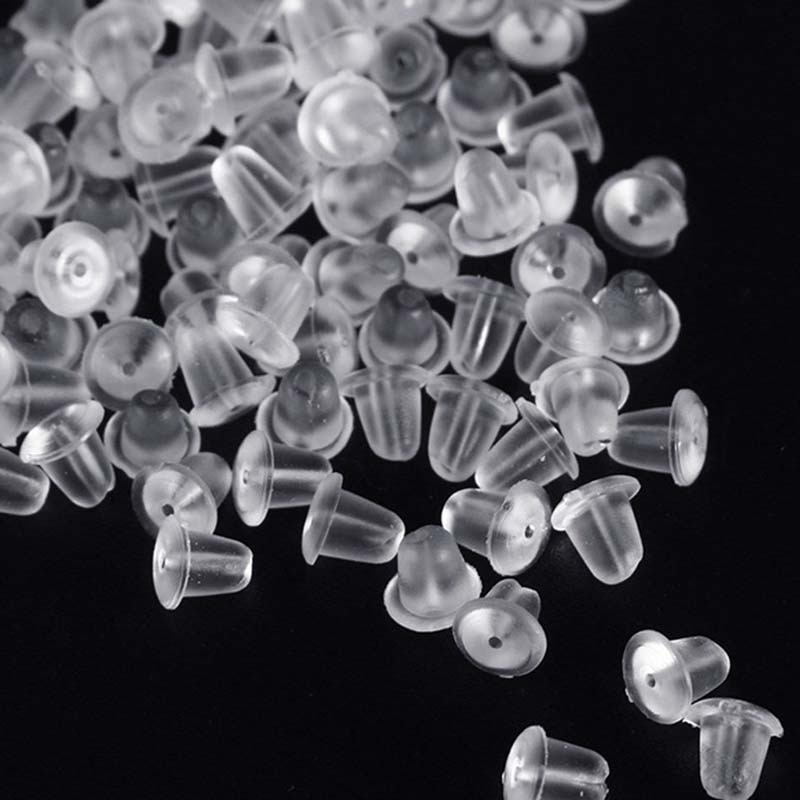 Bouchons d&#39;oreilles en Silicone souple, 5mm, 100 pièces, en caoutchouc transparent, bouchon rond de sécurité, , accessoires pour bijoux, bricolage