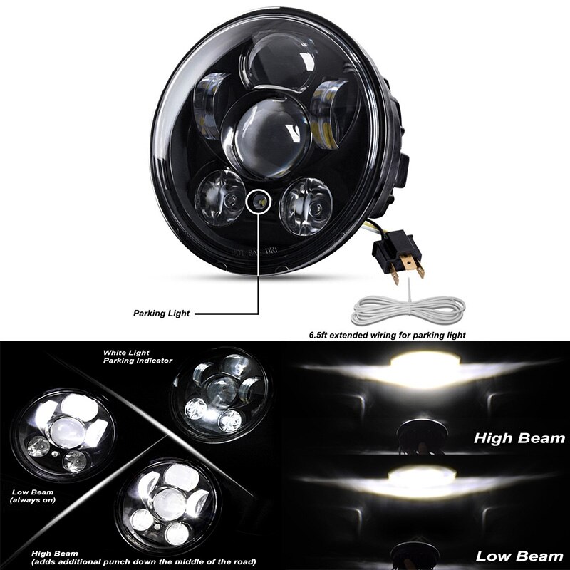 neue stil Chrom 5,75 Zoll LED Scheinwerfer 5 3/4 "LED DRL 50W motorrad scheinwerfer für Sportster 883 XL883 FXCW: Typ N